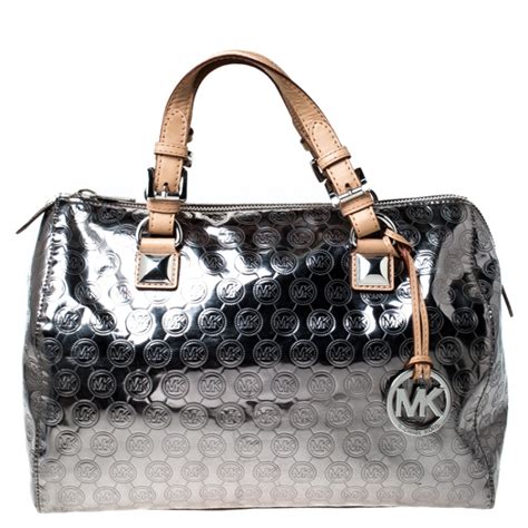 buy michael kors metallic silver purse discount|michael kors silver wallet.